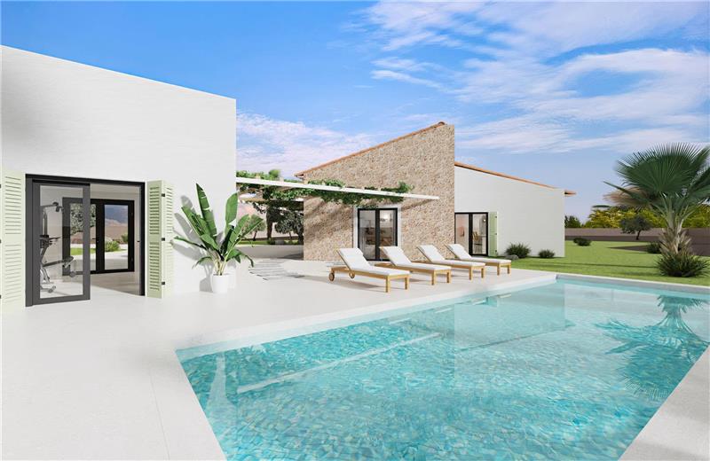 Design villa under construction with swimming pool on a plot of approx. 22.644m2,